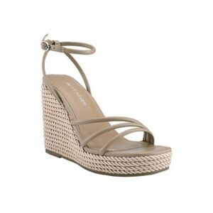 Bnwt Marc Fisher Taupe Woven Platform Wedge Sandals with Ankle Strap sz 9